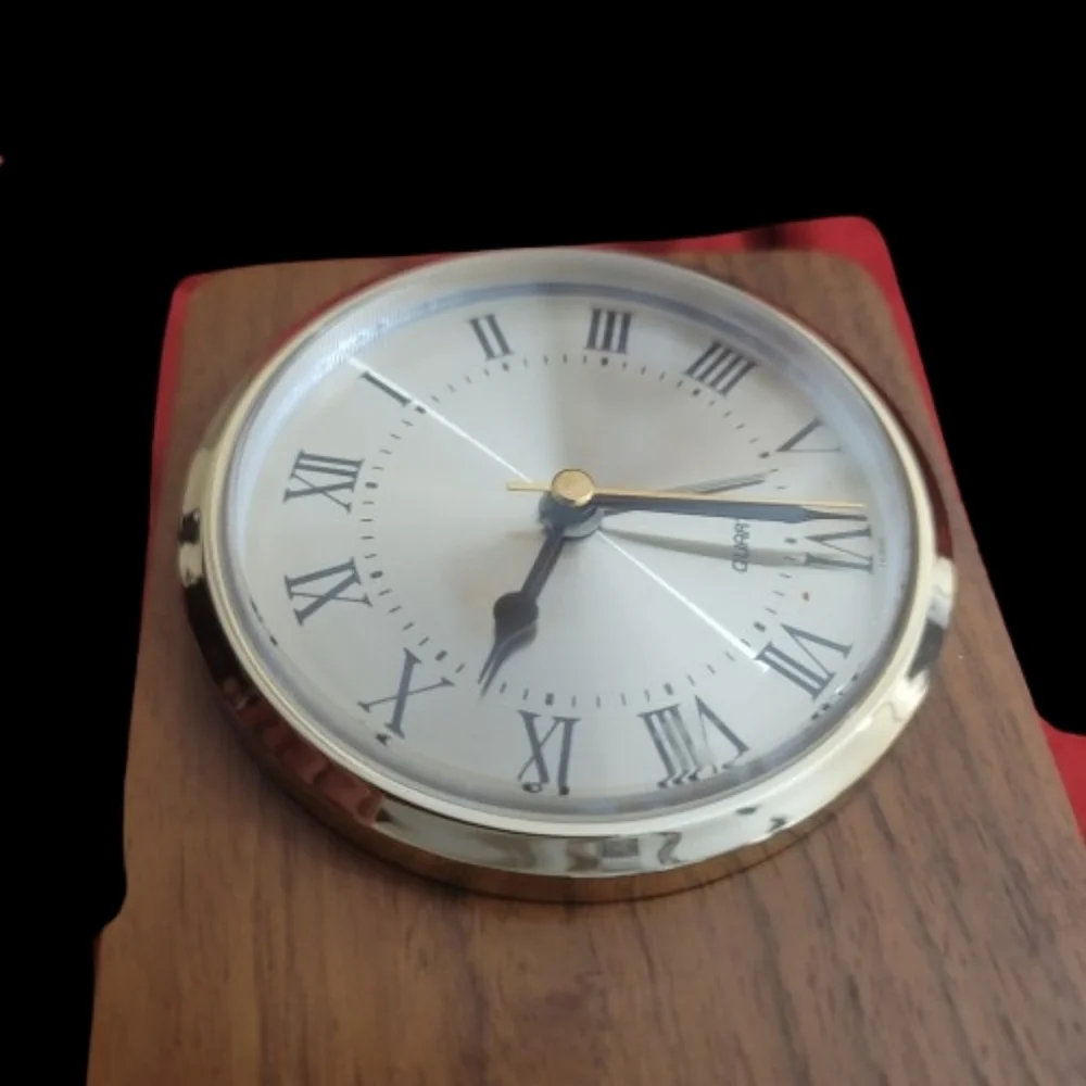 Butter Ball Clock Brown Wall Clock with White Face Wooden Tabletop Executive